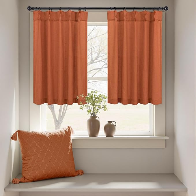 Boho Farmhouse Kitchen Curtains Over Sink 30 Inch Length - Image 8
