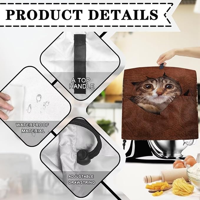 Cute 3D Cat Print Stand Mixer Covers Protector Kitchen Aid Mixer Cover Dust - Image 7