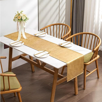 BALCONY & FALCON Gold Table Runner Lustrous Linen 14"x95" Water Resistant - Image 3