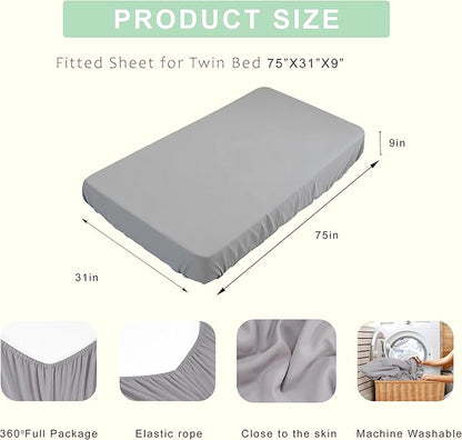 Fitted Sheets 31x75 Inches, 1 Pack Super Soft Microfiber Cot Size Sheet Set - Image 2