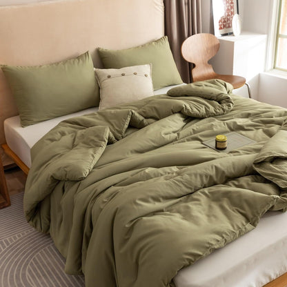 rosgonia queen comforter set olive green, 3pcs bedding, main product view
