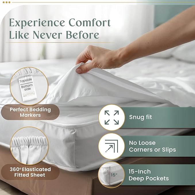 100% Egyptian Cotton Sheets King Size Sheets Set - Image 3