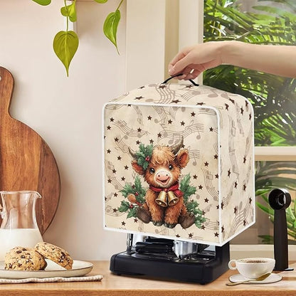 Christmas Coffee Maker Cover, Dustproof Washable Highland Cow Coffee Machine - Image 4