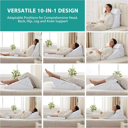 bedluxe wedge pillow set for after surgery, orthopedic shown in use