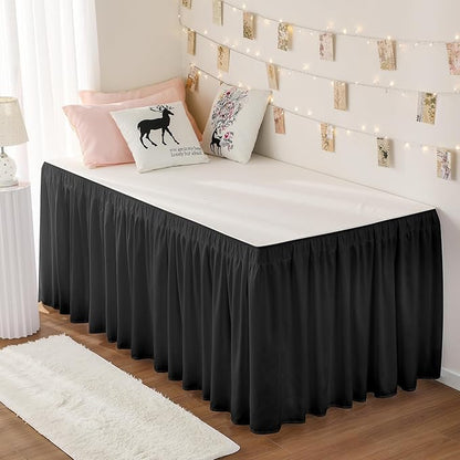 RIMELA Dorm Bed Skirt Twin XL 25 Inch Drop, Extra Long Wrap Around Elastic Bed by RIMELABedSkirt