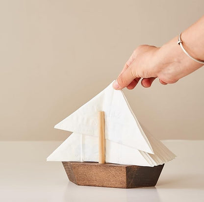 HMC Wooden Sailboat Napkin Holder – The Smooth Sailor Nautical Tabletop - Image 2
