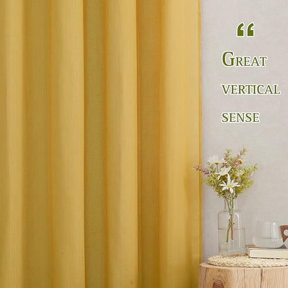 NICETOWN Semi Sheer Gold Curtains 96 inches Long, Grommet Linen Weave Vintage - Image 5