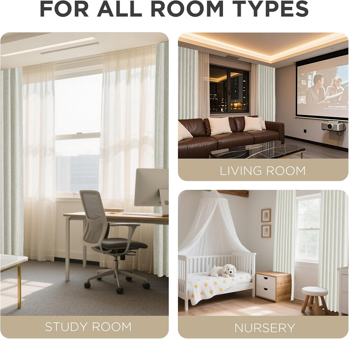 joydeco blackout curtains for bedroom - 100% light, front angle view