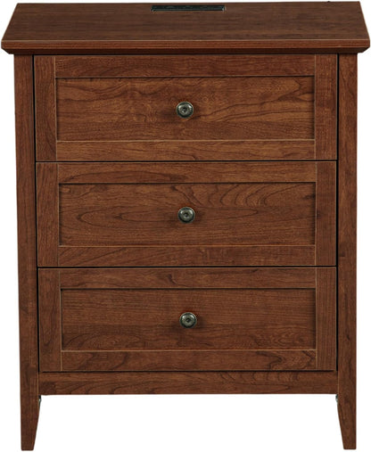 karl home brown farmhouse nightstand, wide end table, close-up detail