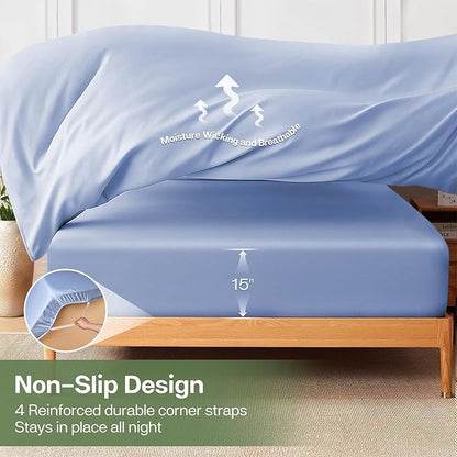 MR&HM Twin Fitted Sheet Only, Ultra-Soft Rayon Derived from Bamboo & Polyester - Image 6