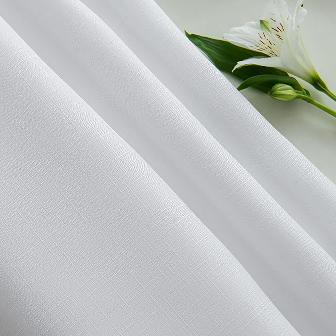 maxmill 2 Pack 60 x 84 Inch White Faux Linen Textured Rectangle Tablecloth - Image 8