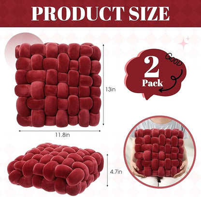 Wenqik 2 Pcs Knot Pillows Square Knotted Plush Throws Soft Accent Pillows - Image 3