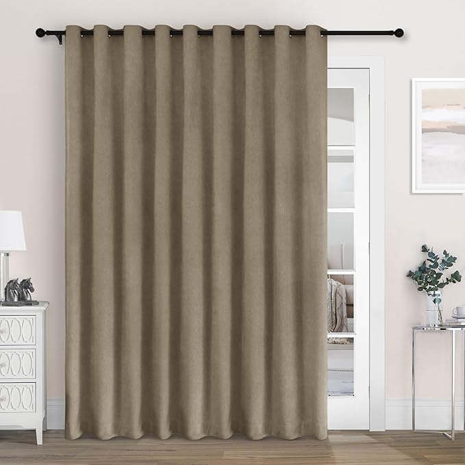 Macochico Extra Wide 100% Blackout Chenille Curtains 100" Wx102 L Thermal by Macochico