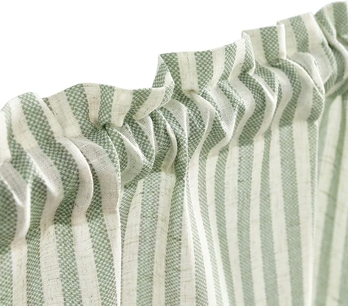 Vangao Stripe Farmhouse Kitchen Curtains 24 Inch Length Linen Cafe Curtains - Image 5