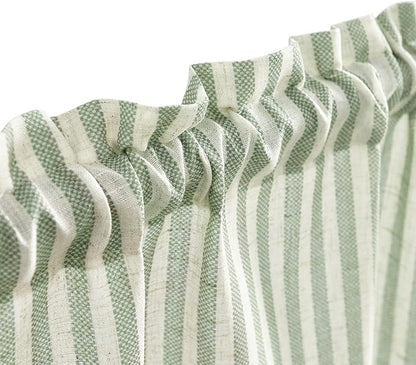 Vangao Stripe Farmhouse Kitchen Curtains 24 Inch Length Linen Cafe Curtains - Image 5