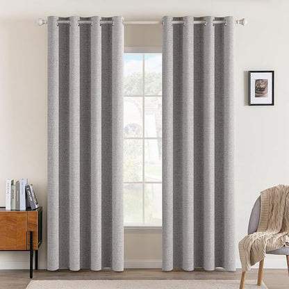 MIULEE Linen Texture Curtains for Bedroom Solid 100% Blackout Thermal Insulated by MIULEE