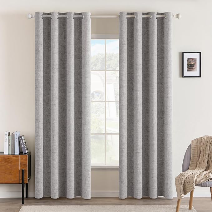 MIULEE Linen Texture Curtains for Bedroom Solid 100% Blackout Thermal Insulated by MIULEE