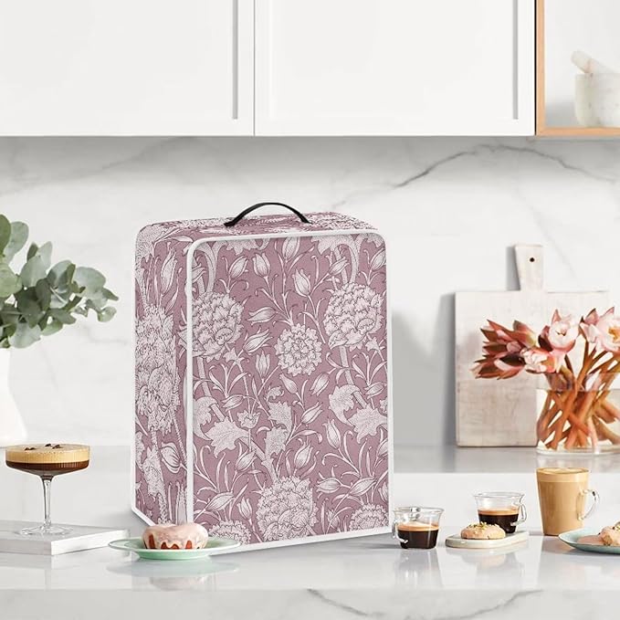 Red William Morris Coffee Maker Cover – Dust Protection Stain Resistant - Image 3