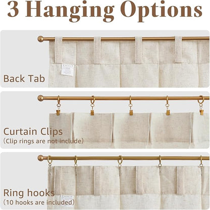 jinchan Linen Pinch Pleated Kitchen Curtains 20 Inch Natural Linen Tier - Image 7
