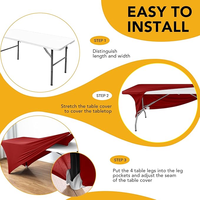 8-Pack Premium Red Spandex Tablecloths - Image 8
