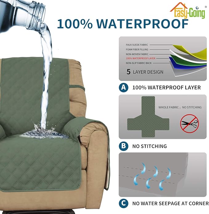 Easy-Going Sofa Slipcover Waterproof Oversized Recliner Chair Cover Non-Slip - Image 3