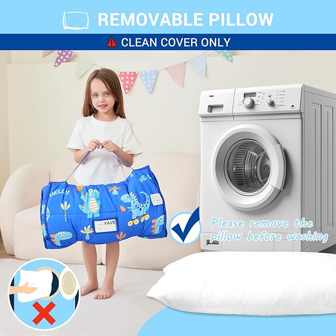 Toddler Nap Mat with Pillow and Blanket, Extra Large Rolled Napping Mats - Image 7