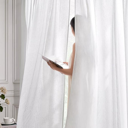 HOMEIDEAS White Semi Sheer Curtains 96 Inches Long, Light Filtering Privacy - Image 4