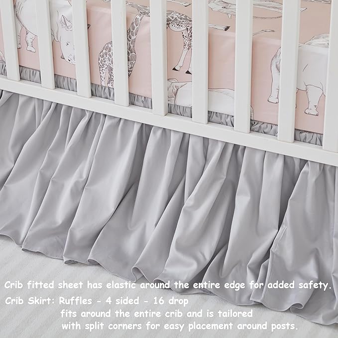 Brandream Crib Bed Skirt for Baby Girls Boys Gray Boho Bohemian Neutral Solid - Image 7