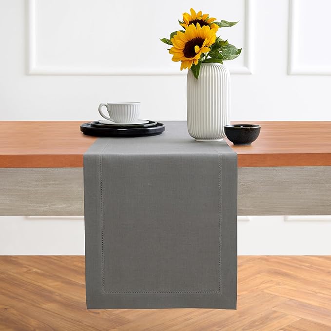 Solino Home Linen Steel Gray Table Runner 120 Inches Long by SolinoHome