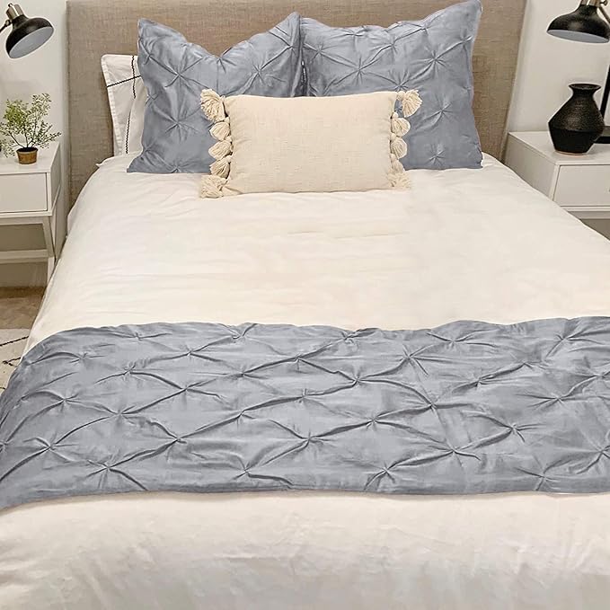 Bed Runner Set - 100% Pure Cotton 800 Thread Count - Luxury 1 Pinch Pleated Bed - Image 2
