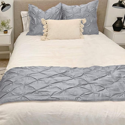 Bed Runner Set - 100% Pure Cotton 800 Thread Count - Luxury 1 Pinch Pleated Bed - Image 2