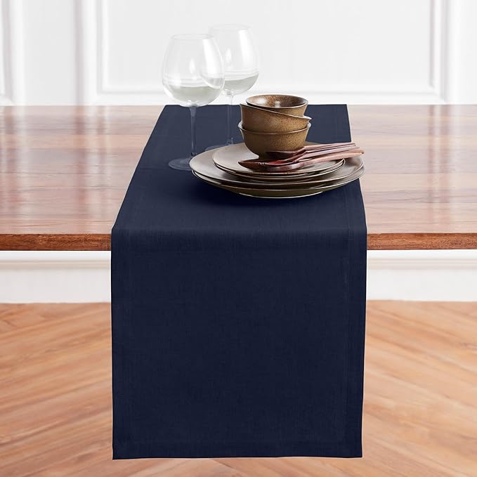 Solino Home Linen Navy Blue Table Runner 48 Inches - Image 2