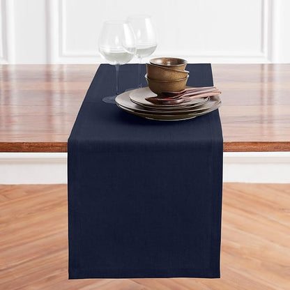 Solino Home Linen Navy Blue Table Runner 48 Inches - Image 2