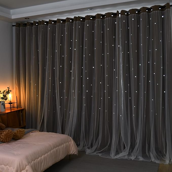 Kinryb Kids Blackout Curtains for Bedroom/Living Room/Classroom, Sheer Overlay - Image 2