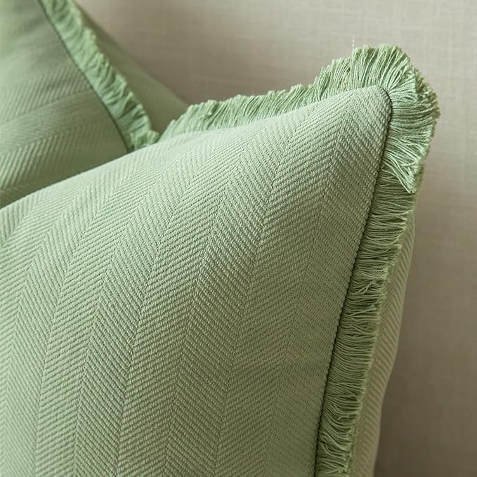 Set of 2 Decorative Fringe Throw Pillow Covers Chenille Pillow Covers Elegant - Image 2