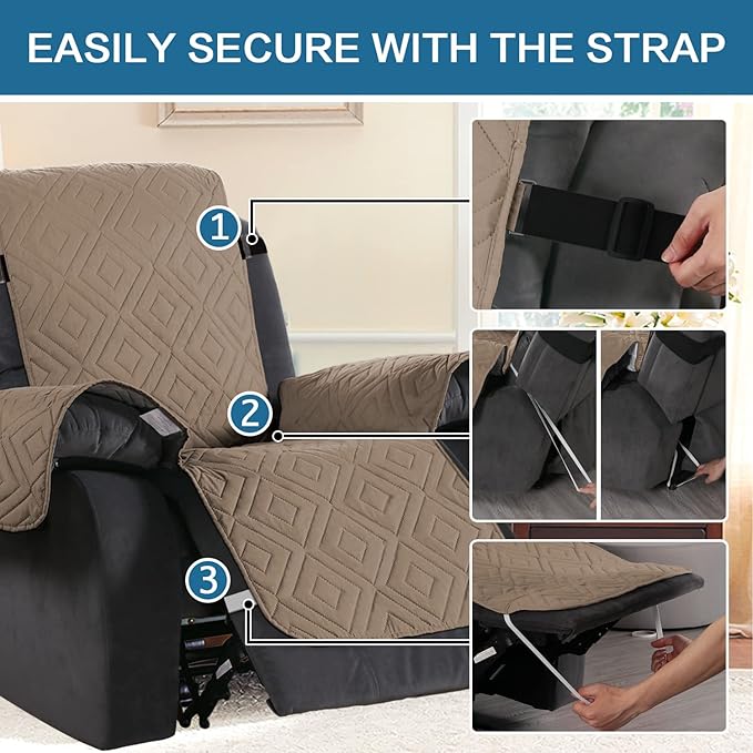 H.VERSAILTEX Reversible Quilted Recliner Covers Water Resistant Furniture - Image 4