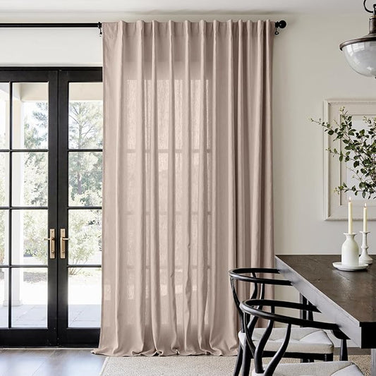 jinchan Taupe Linen Blend Curtain 108 inch Extra Long 1 Panel Extra Long by JINCHAN