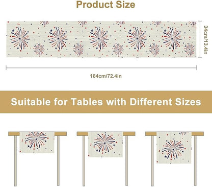 Fireworks Table Runner, 4th of July Patriotic Memorial Day American - Image 7