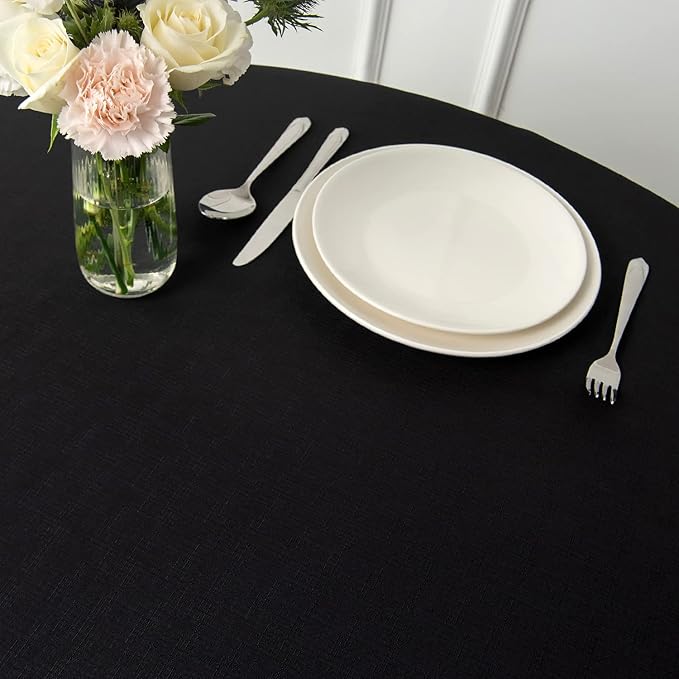 maxmill Round Linen Looking Textured Tablecloth Spill-Proof Wrinkle Free Soft - Image 5