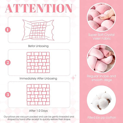 Wenqik 2 Pcs Knot Pillows Square Knotted Plush Throws Soft Accent Pillows - Image 2