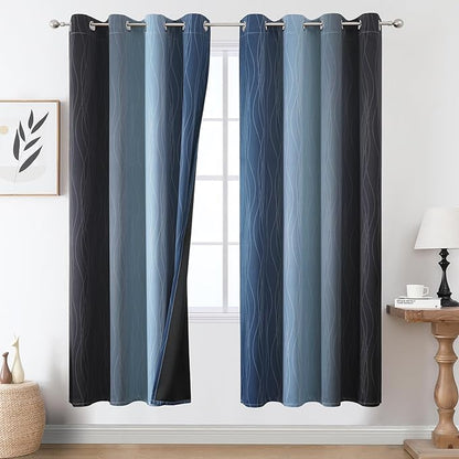 Estelar Textiler Navy Blue and Black Ombre Blackout Curtains 72 Inch Length 2 by ESTELARTEXTILER