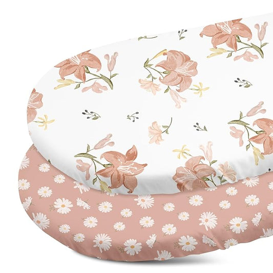 Gllquen Baby Bassinet Sheets Set 2-Pack, Breathable Cozy Bassinet Fitted Sheet by GLLQUENBABY