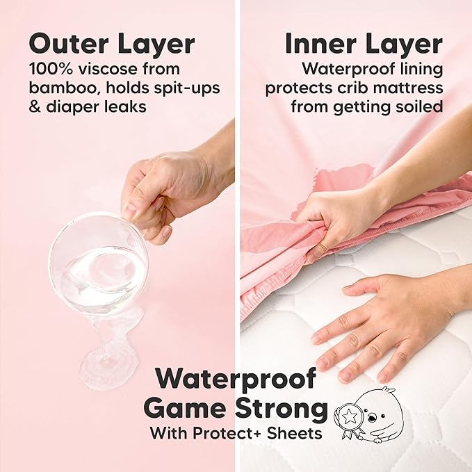 2-Pack Waterproof Pack and Play Sheets, Mini Crib Sheets Fitted - Image 2