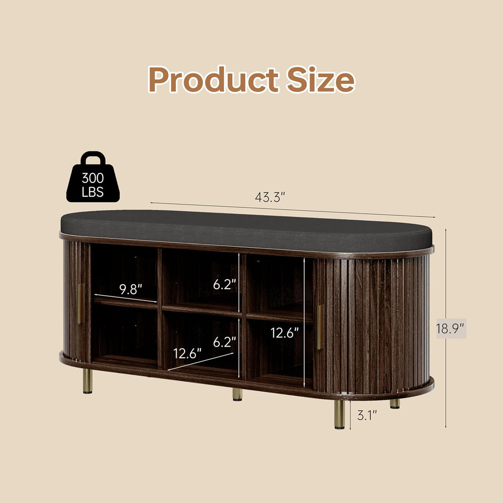DHH 2-Tier Storage Bench,Wide Shoe Bench with Thickened Padded Seat Cushion, ...