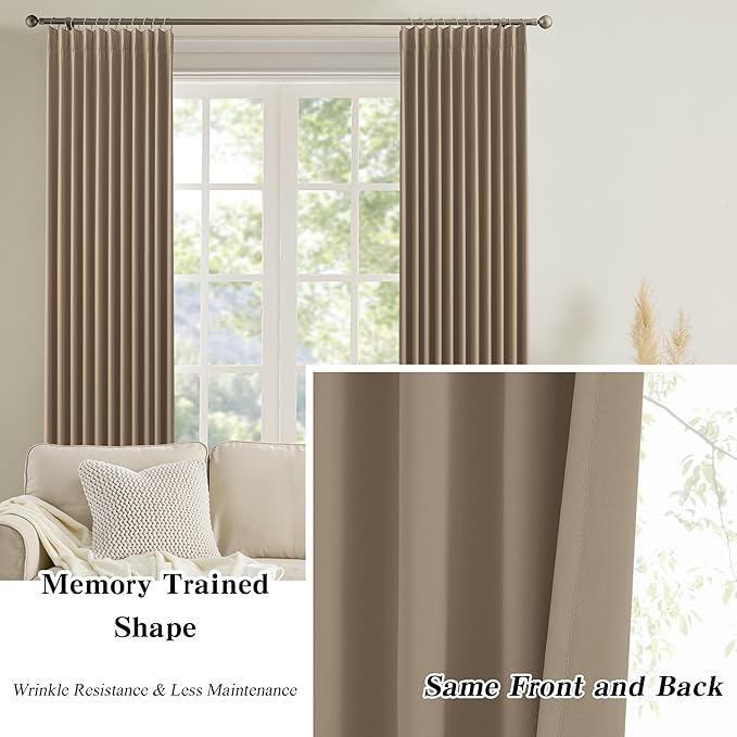 KEQIAOSUOCAI Pinch Pleated Blackout Curtains 104 Inch Long 2 Panels - Image 6