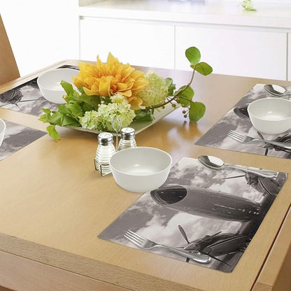 Ambesonne Vintage Airplane Place Mats Set of 4, Turboprop Airplane Nose Close - Image 4