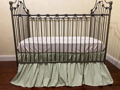 Brandream Gingham Gathered Crib Skirt, Baby Boy, Baby Girl, Gender Neutral Crib - Image 2