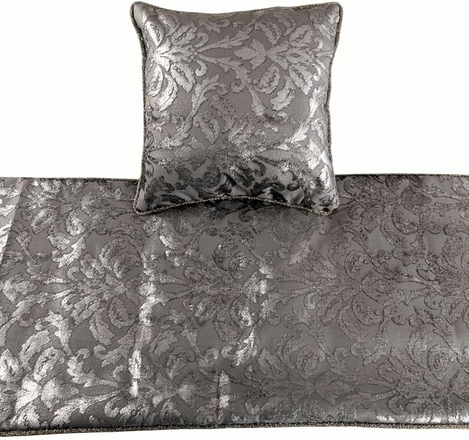 The HomeCentric Silver Bed Runner, Twin Size 53"x18" Decorative Bed Runner - Image 2