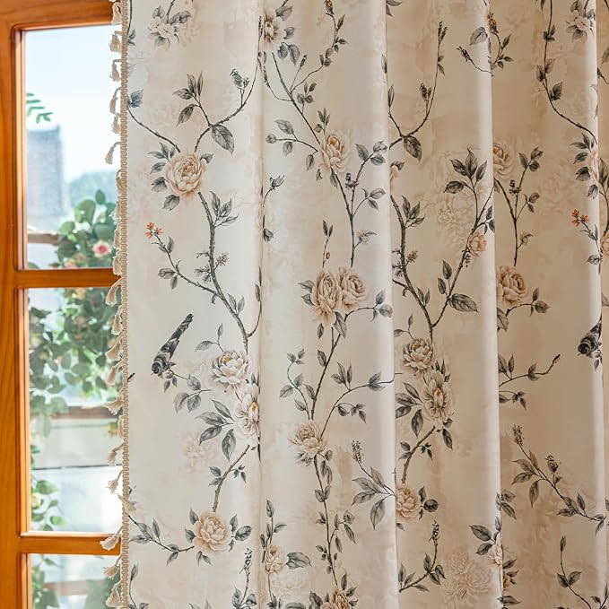 ENJOYBRIDAL Floral 84 Inch Curtains 2 Panel Set Farmhouse Rod Pocket Drapes - Image 7