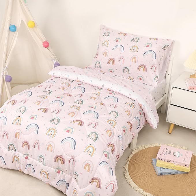 Toddler Bedding Set for Girls, 4 Piece Toddler Girl Bedding Set, Super Soft & - Image 4